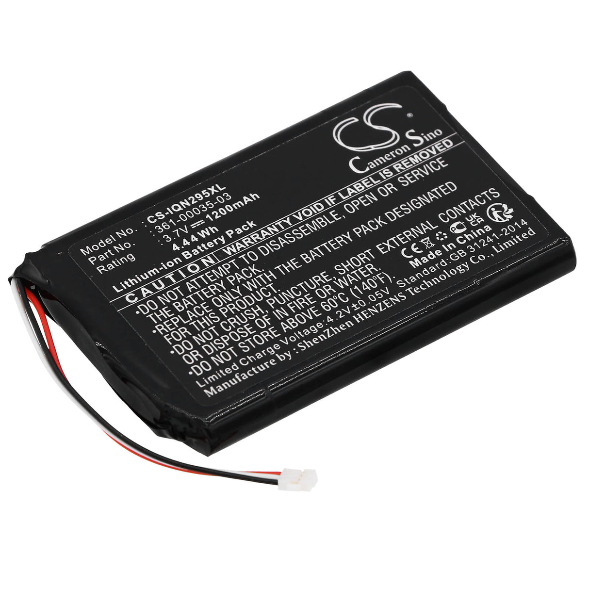 3.7V, Li-ion, 1200mAh, GPS battery fits Garmin, 361-00035-03, 010-01316-00, A3avdg03, 4.44Wh GPS, Navigator Cameron Sino Technology Limited