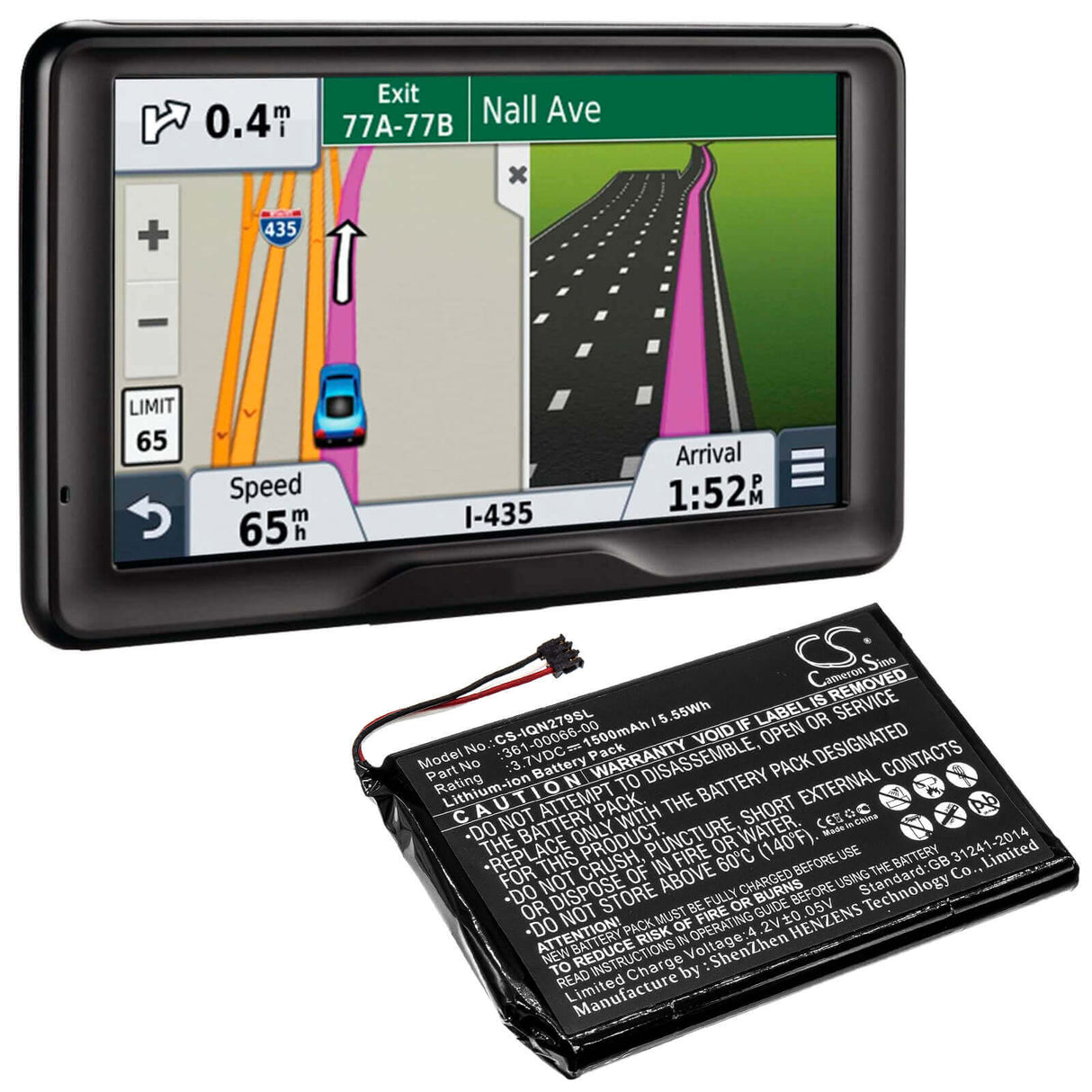 3,7V, Li-ion, 1500mAh, batterie GPS compatible Garmin, 361-00066-00, 2689lmt 6 pouces, Dezl 760lmt, 5,55Wh GPS, Navigator Cameron Sino Technology Limited