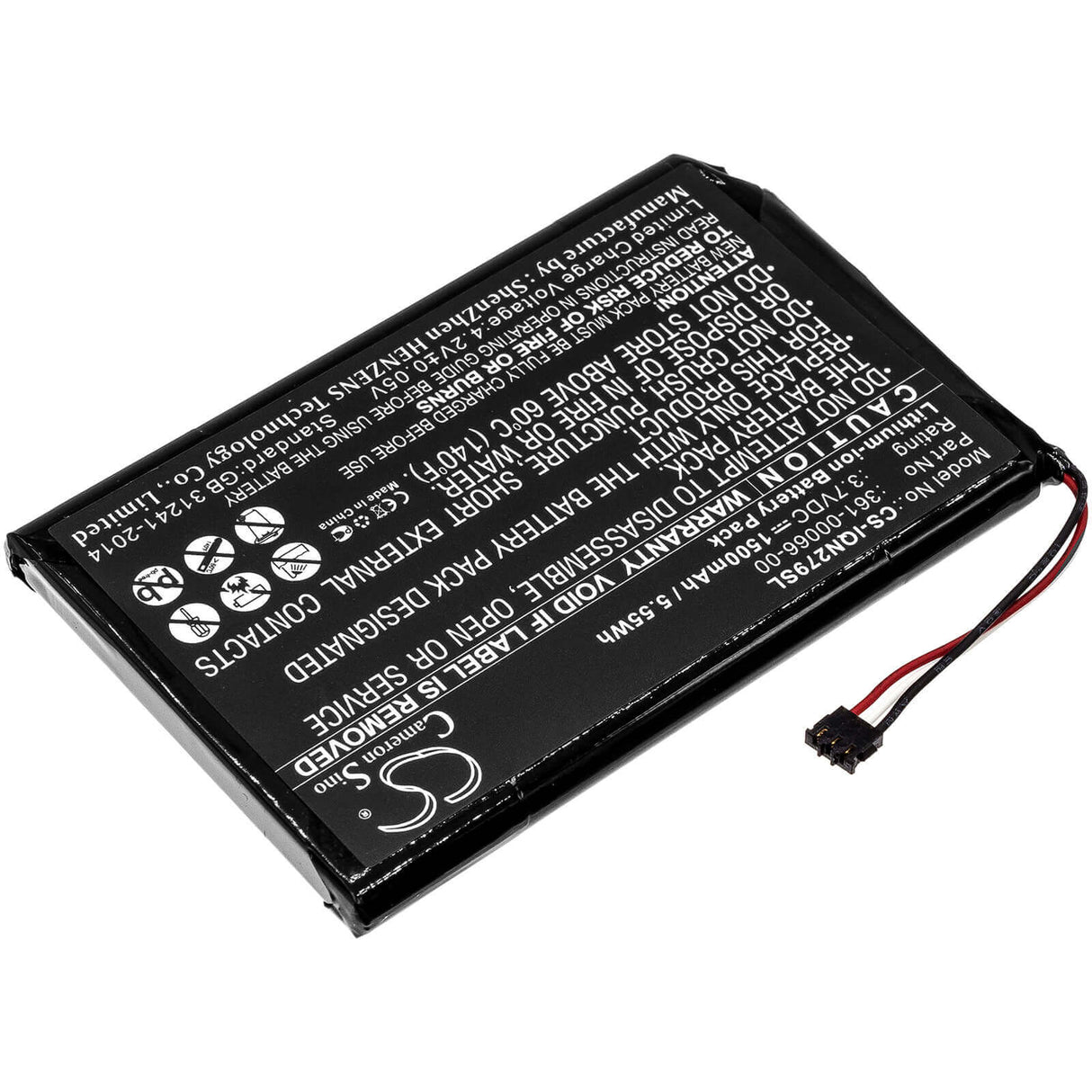 3,7V, Li-ion, 1500mAh, batterie GPS compatible Garmin, 361-00066-00, 2689lmt 6 pouces, Dezl 760lmt, 5,55Wh GPS, Navigator Cameron Sino Technology Limited