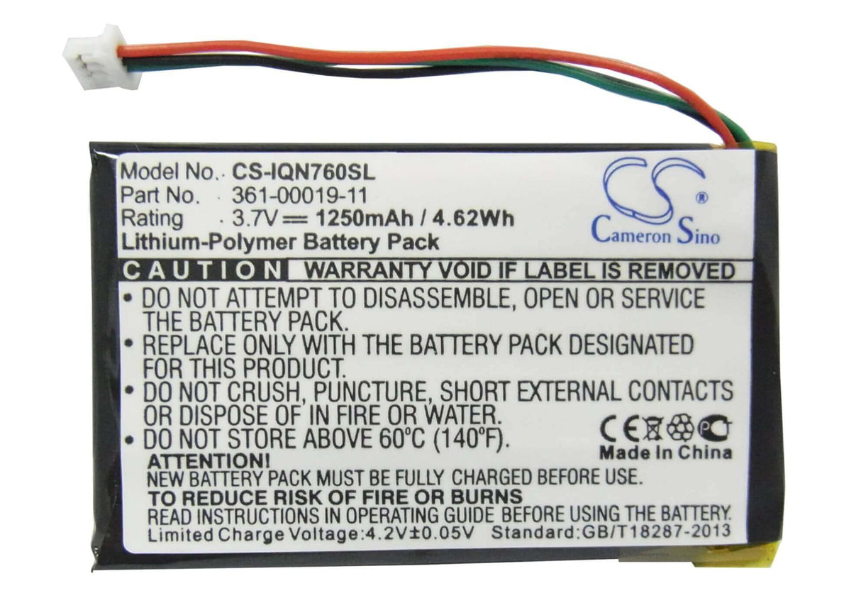 3.7V, Li-Polymer, 1250mAh, batterie GPS compatible Garmin, 361-00019-11, Nuvi 3590, Nuvi 3590 Lm, 4.63Wh GPS, Navigator Cameron Sino Technology Limited