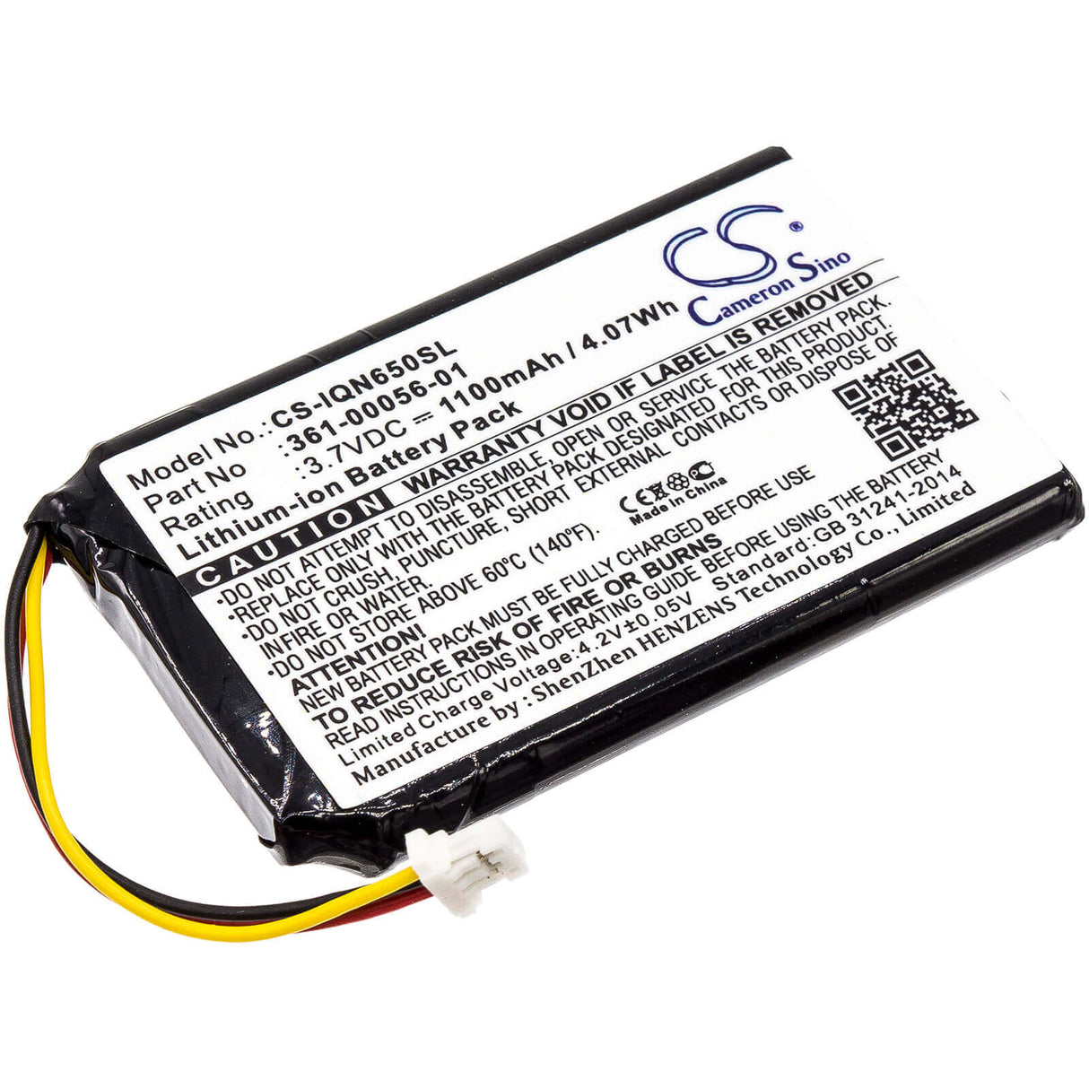 3.7V, Li-ion, 1100mAh, GPS battery fits Garmin, 361-00056-01, 010-01211-01, Dash Cam 35, 4.07Wh GPS, Navigator Cameron Sino Technology Limited