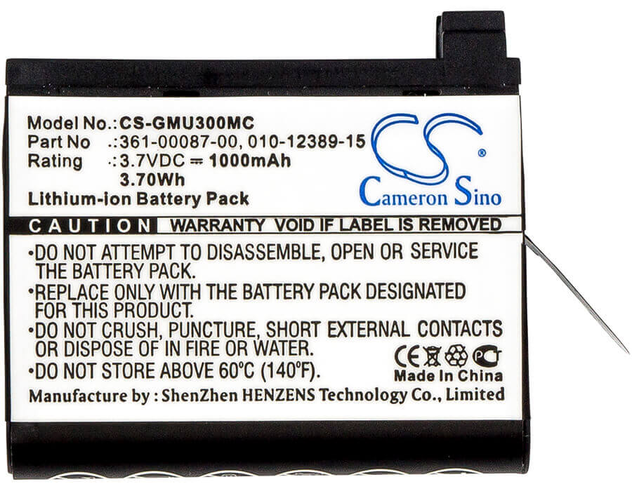 Battery For Garmin, Virb Ultra, Virb Ultra 30 3.7v, 1000mah - 3.70wh Batteries for Electronics Cameron Sino Technology Limited (Suspended)