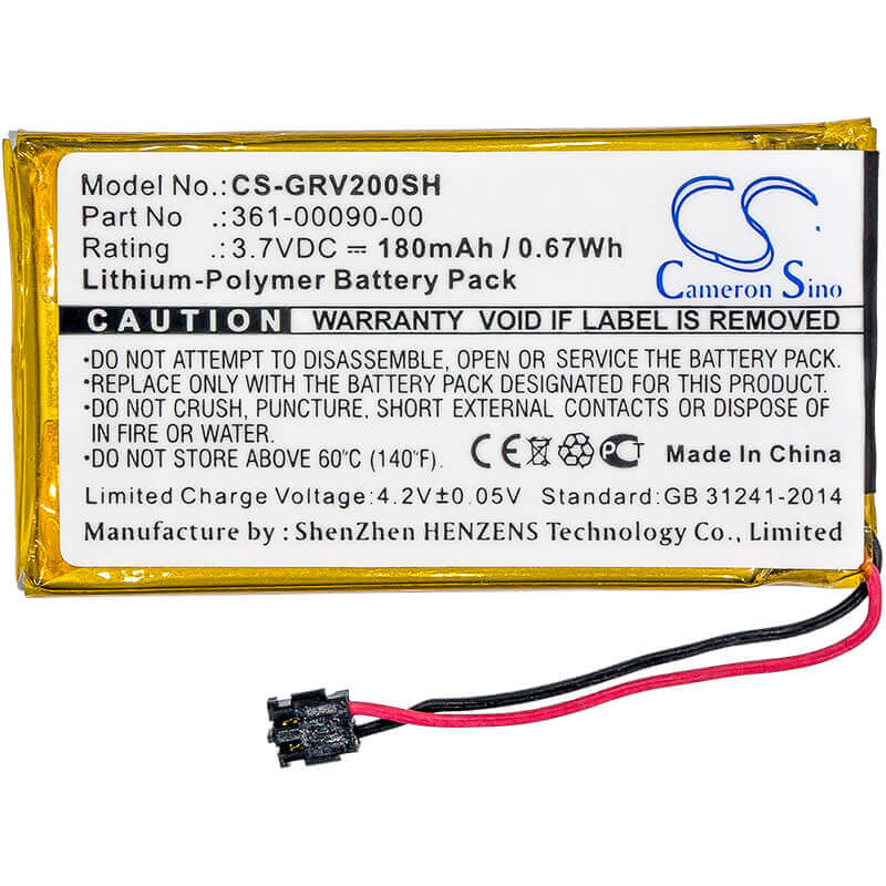 3.7V, Li-Polymer, 180mAh, Smartwatch battery fits Garmin, 361-00090-00, Vivoactive Hr, 0.67Wh Smartwatch Cameron Sino Technology Limited