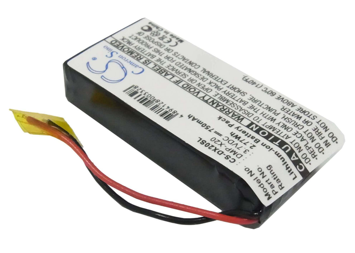 3.7V, Li-ion, 750mAh, Media Player battery fits Gateway, Dmp-x20, Dmp-x20 Mp3 Player, 2.78Wh Media Player Cameron Sino Technology Limited