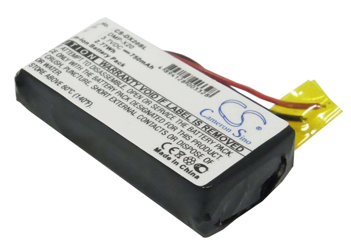 3.7V, Li-ion, 750mAh, Media Player battery fits Gateway, Dmp-x20, Dmp-x20 Mp3 Player, 2.78Wh Media Player Cameron Sino Technology Limited