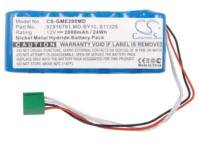 12.0V, Ni-MH, 2000mAh, Medical battery fits Hellige, Ge, 110202, Dash 2000, Esaote, 24.00Wh Medical Cameron Sino Technology Limited (Medical)