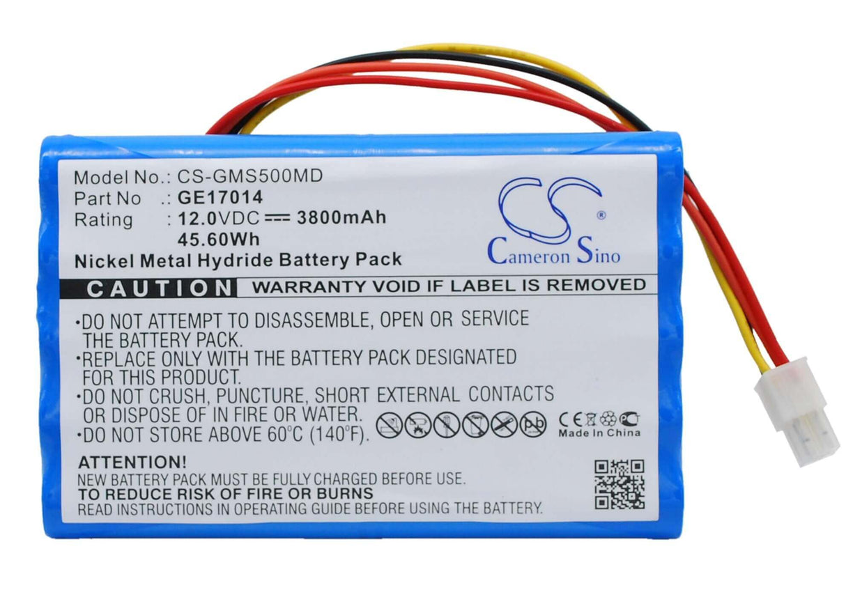 12.0V, Ni-MH, 3800mAh, Medical battery fits Ge, Datex Ohmeda, 10hr4/3au, S/5 Patient Monitor, 45.60Wh Medical Cameron Sino Technology Limited (Medical)