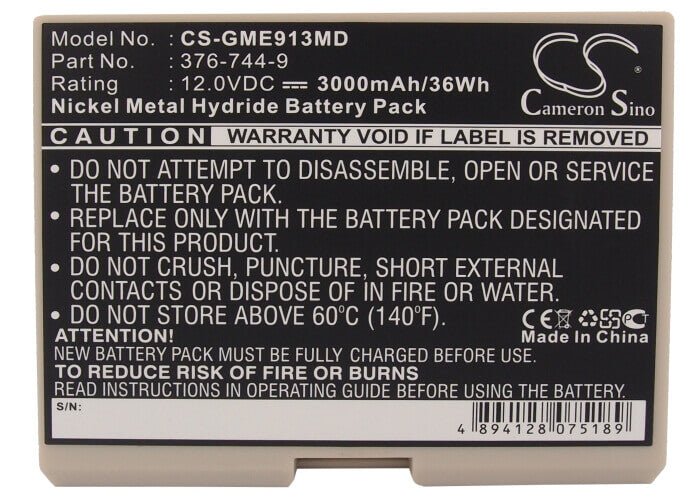 12.0V, Ni-MH, 3000mAh, Medical battery fits Ge, 30344030, Cardioserv, Hellige Defibrillator, 36.00Wh Medical Cameron Sino Technology Limited (Medical)