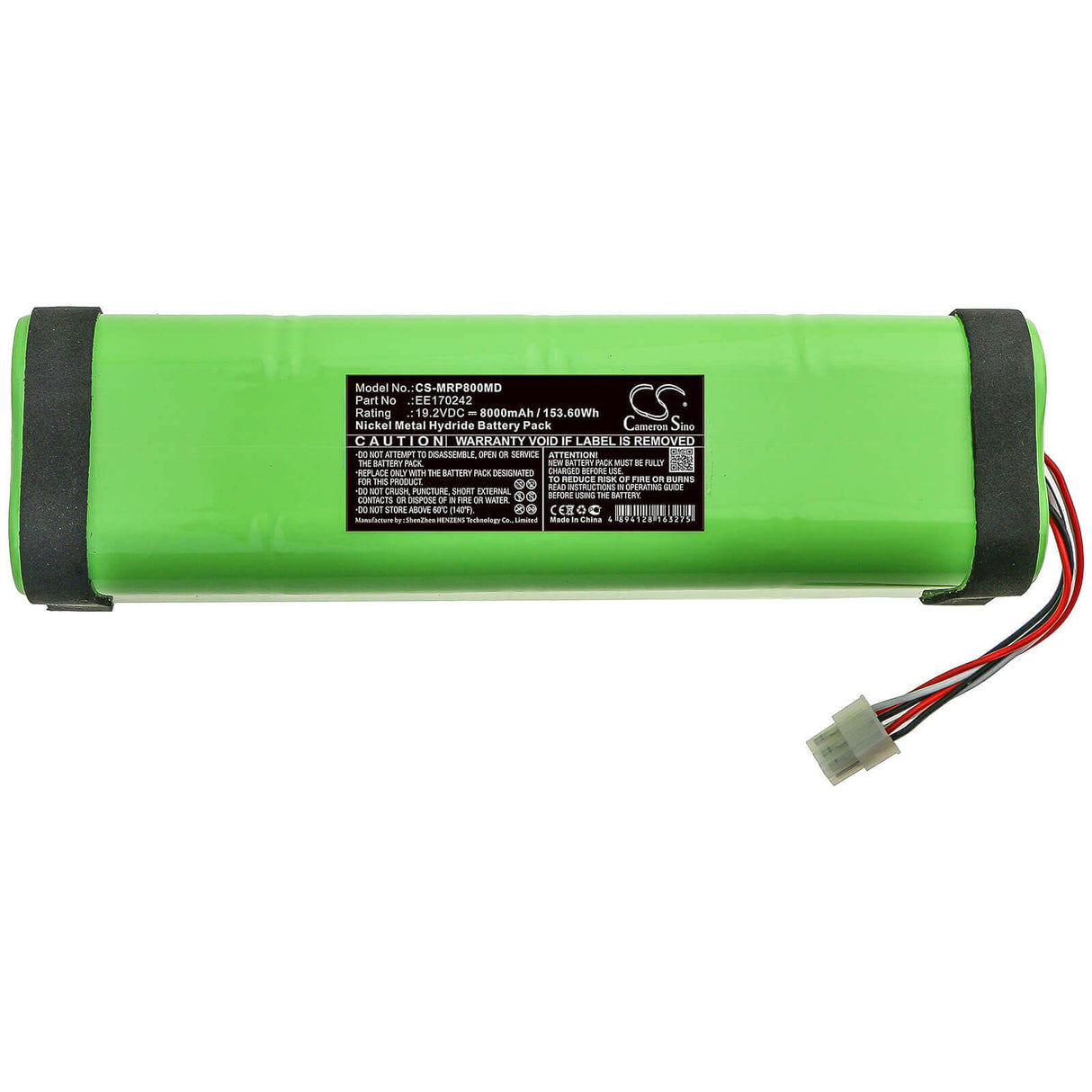19.2V, Ni-MH, 8000mAh, Medical battery fits Ge, Marquette, 120162, Ecg Recorder Mac 8, Mac 8 Monitor, 153.60Wh Medical Cameron Sino Technology Limited (Dangerous Goods)