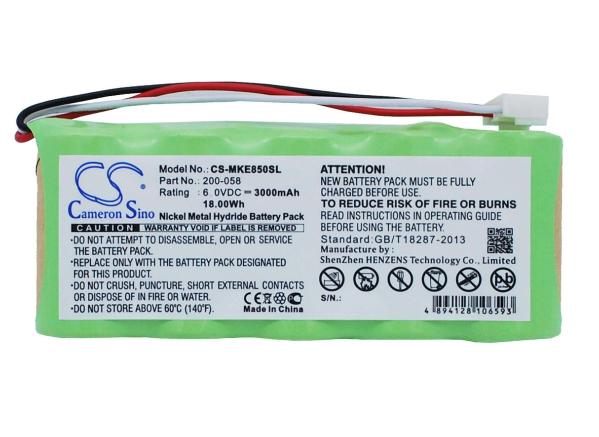 6.0V, Ni-MH, 3000mAh, Batterie d'équipement compatible avec Panametrics, Ge, 200-058, Magna-Mike 8500, 18Wh Équipement, Enquête, Test Cameron Sino Technology Limited
