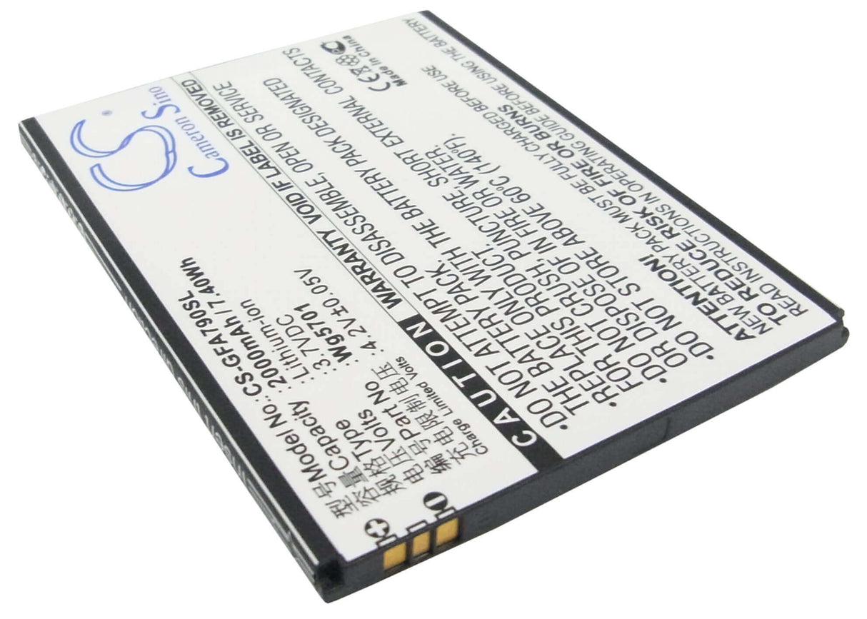 Batterie de smartphone 3,7V, Li-ion, 2000mAh, compatible avec Gfive, Wg5701, A79+, G7, 7,4Wh Mobile, Smartphone Cameron Sino Technology Limited (Smartphone)