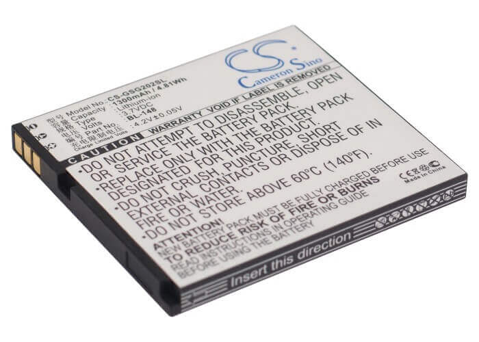 3.7V, Li-ion, 1300mAh, SmartPhone battery fits Gigabyte, Gsmart, Bl-148, Gsmart Gs202, 4.81Wh Mobile, SmartPhone Cameron Sino Technology Limited (Smartphone)