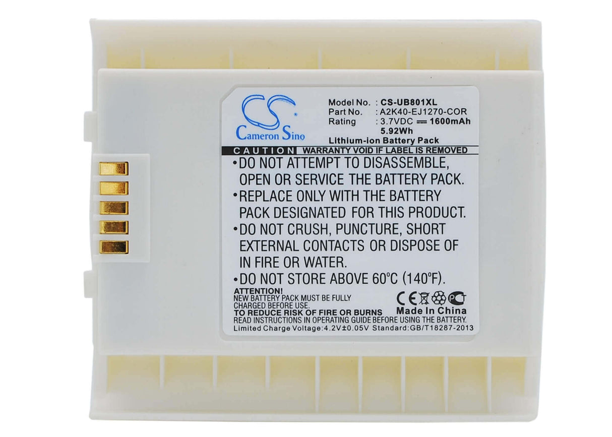 3.7V, Li-ion, 1600mAh, SmartPhone battery fits Gigabyte, A2k40-ej1270-cor, Gsmart I300, 5.92Wh Mobile, SmartPhone Cameron Sino Technology Limited (Suspended)
