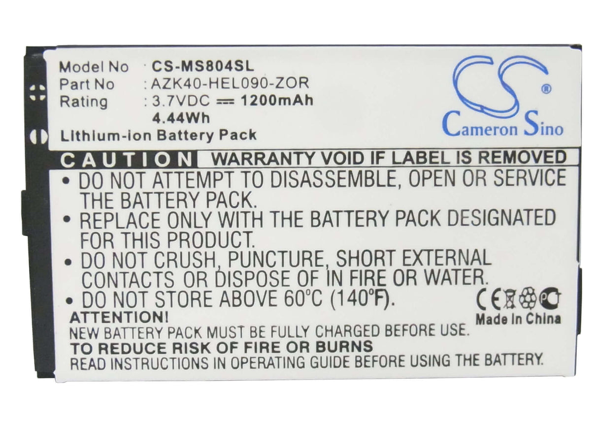 3,7V, Li-ion, 1200mAh, batterie de smartphone compatible avec Gigabyte, O2, Azk40-hel090-zor, Gsmart Ms804, Helen, 4,44Wh Mobile, Smartphone Cameron Sino Technology Limited (Smartphone)