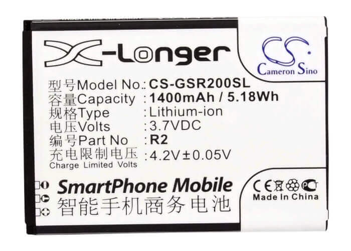 3.7V, Li-ion, 1400mAh, SmartPhone battery fits Gigabyte, Gsmart, R2, Gsmart Roma R2, 5.18Wh Mobile, SmartPhone Cameron Sino Technology Limited (Smartphone)
