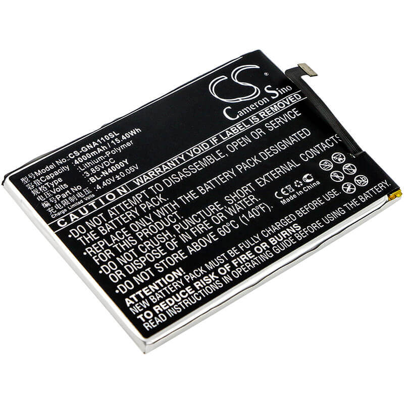 3,85V, Li-Polymer, 4000mAh, batterie de smartphone compatible avec Gionee, Bl-n4000y, A1 Lite, A1 Lite Dual Sim, 15,4Wh Mobile, Smartphone Cameron Sino Technology Limited (Smartphone)