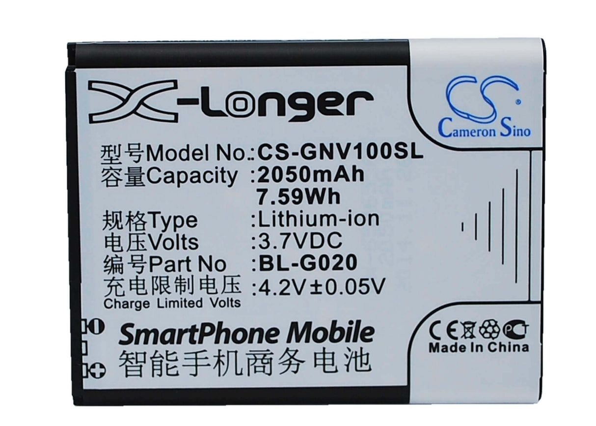 3.7V, Li-ion, 2050mAh, SmartPhone battery fits Gionee, Bl-g020, A326, A809, 7.59Wh Mobile, SmartPhone Cameron Sino Technology Limited (Suspended)