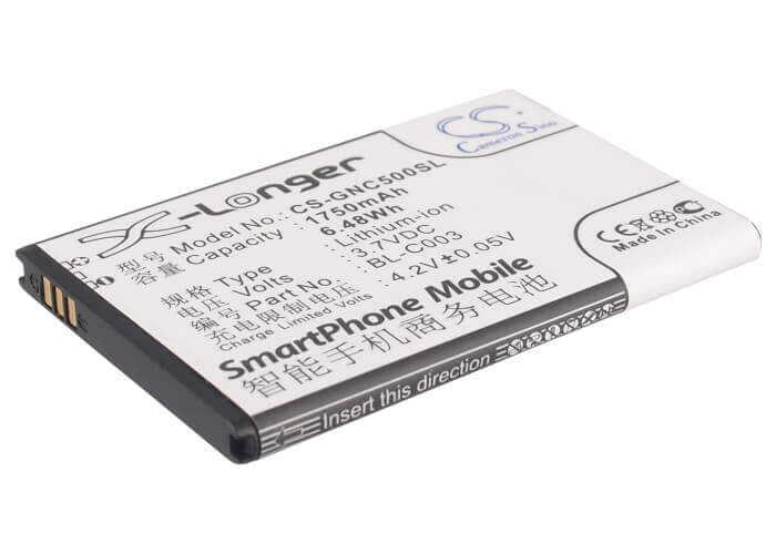 3.7V, Li-ion, 1750mAh, SmartPhone battery fits Gionee, Bl-c003, C500, C600, 6.48Wh Mobile, SmartPhone Cameron Sino Technology Limited (Smartphone)