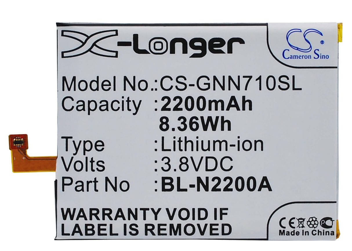 3.8V, Li-Polymer, 2200mAh, SmartPhone battery fits Gionee, Bl-n2200a, E7 Mini, 8.36Wh Mobile, SmartPhone Cameron Sino Technology Limited (Suspended)
