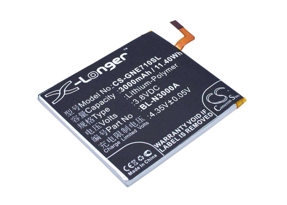 3.8V, Li-Polymer, 3000mAh, SmartPhone battery fits Gionee, Bl-n3000a, Elife E7l, 11.4Wh Mobile, SmartPhone Cameron Sino Technology Limited (Suspended)
