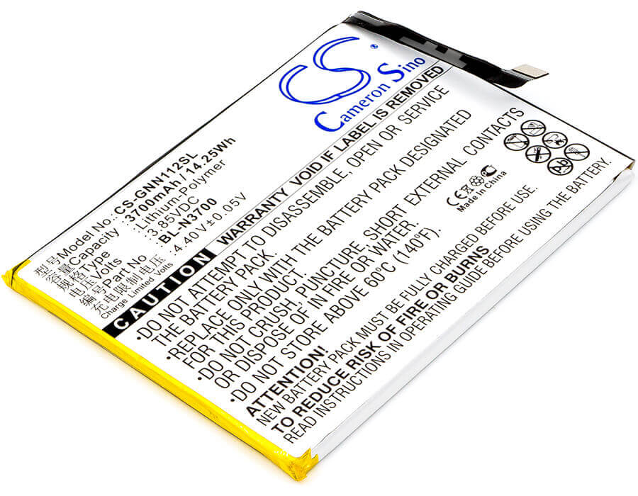 3,85V, Li-Polymère, 3700mAh, batterie de smartphone compatible avec Gionee, Bl-n3700, Elife S10b, Elife S10b Dual Sim, 14,25Wh Mobile, SmartPhone Cameron Sino Technology Limited (Suspendu)