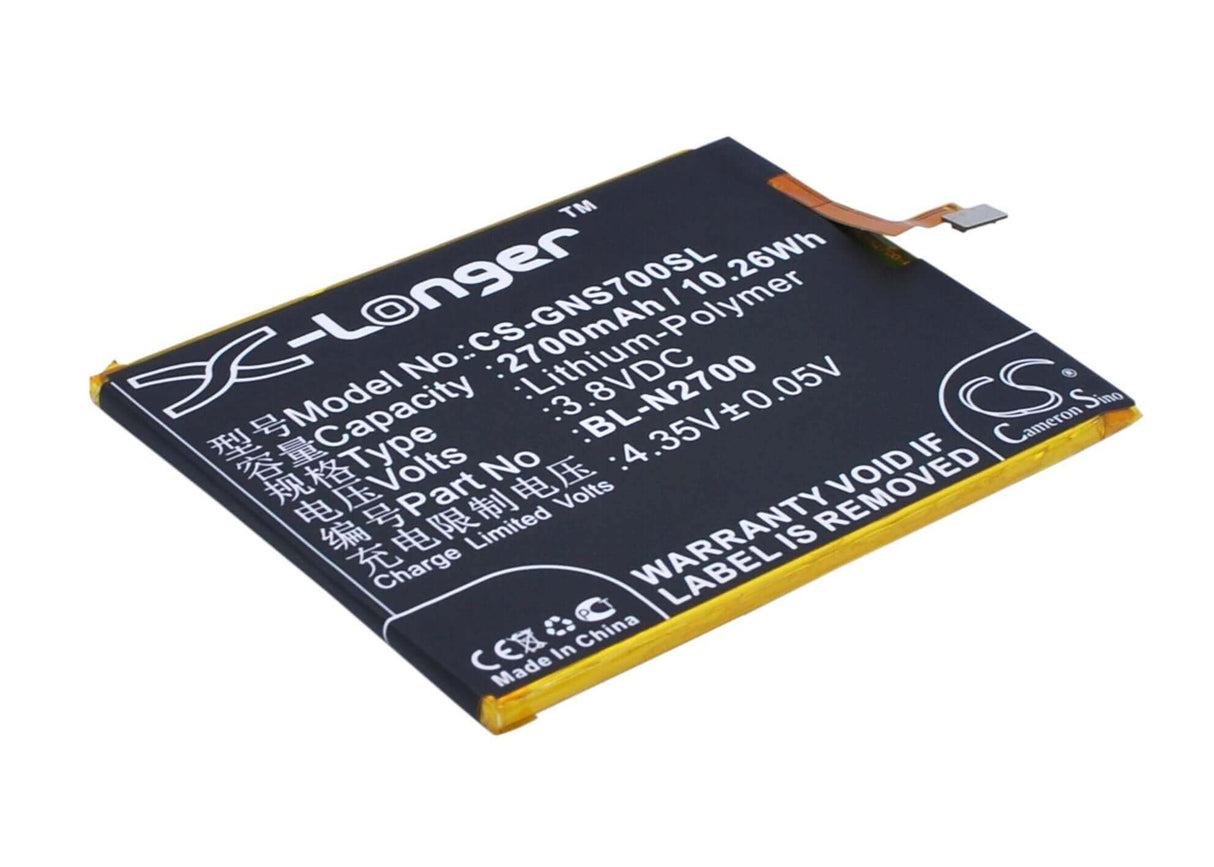 3.8V, Li-Polymer, 2700mAh, SmartPhone battery fits Gionee, Bl-n2700, Elife S7, Gn9006, 10.26Wh Mobile, SmartPhone Cameron Sino Technology Limited (Suspended)