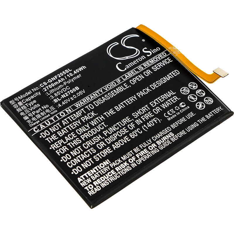 3,85V, Li-Polymer, 2700mAh, batterie de smartphone compatible avec Gionee, Bl-n2700b, F205, F205l, 10,4Wh Mobile, Smartphone Cameron Sino Technology Limited (Smartphone)