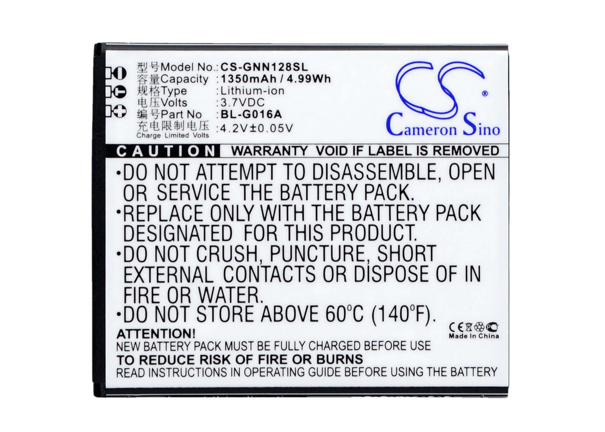 3.7V, Li-ion, 1350mAh, SmartPhone battery fits Ngm, Gionee, Bl-g016a, Gn128, 5Wh Mobile, SmartPhone Cameron Sino Technology Limited (Smartphone)
