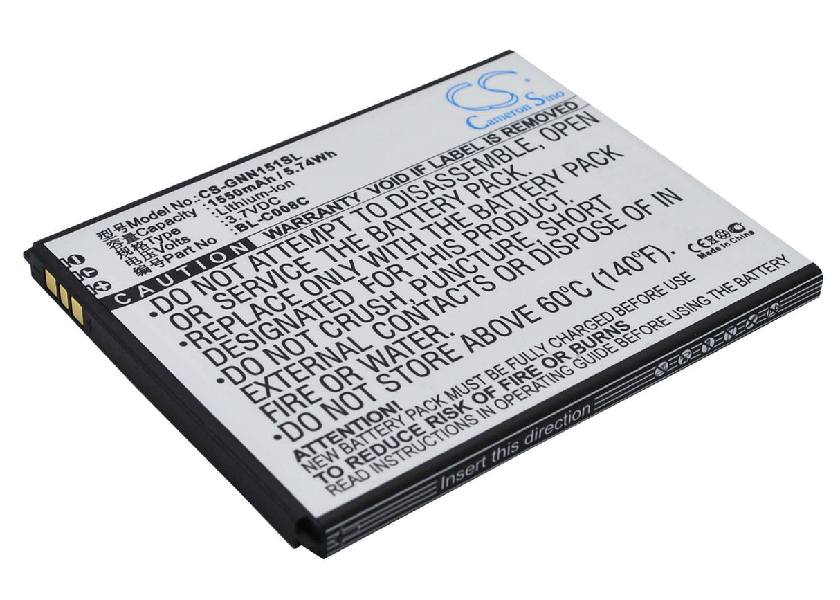 3.7V, Li-ion, 1550mAh, SmartPhone battery fits Gionee, Bl-c008c, Gn151, 5.74Wh Mobile, SmartPhone Cameron Sino Technology Limited (Smartphone)