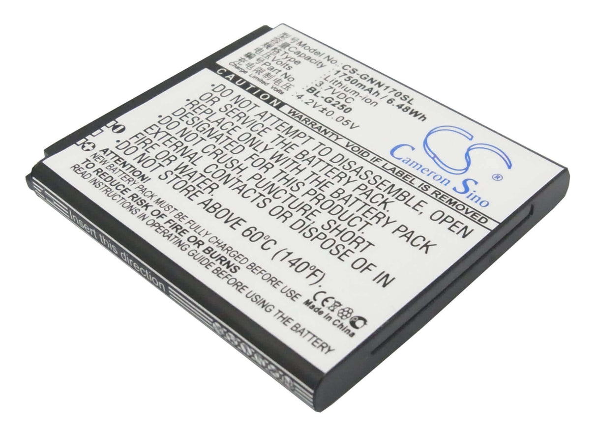 3.7V, Li-ion, 1750mAh, SmartPhone battery fits Gionee, Bl-g205, Gn170, 6.48Wh Mobile, SmartPhone Cameron Sino Technology Limited (Suspended)