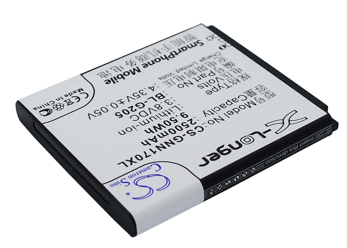 3.8V, Li-ion, 2500mAh, SmartPhone battery fits Gionee, Bl-g205, Gn170, 9.5Wh Mobile, SmartPhone Cameron Sino Technology Limited (Suspended)
