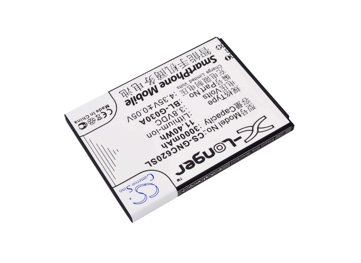 3.8V, Li-ion, 3000mAh, SmartPhone battery fits Gionee, Bl-g030a, C620, C620s, 11.4Wh Mobile, SmartPhone Cameron Sino Technology Limited (Smartphone)