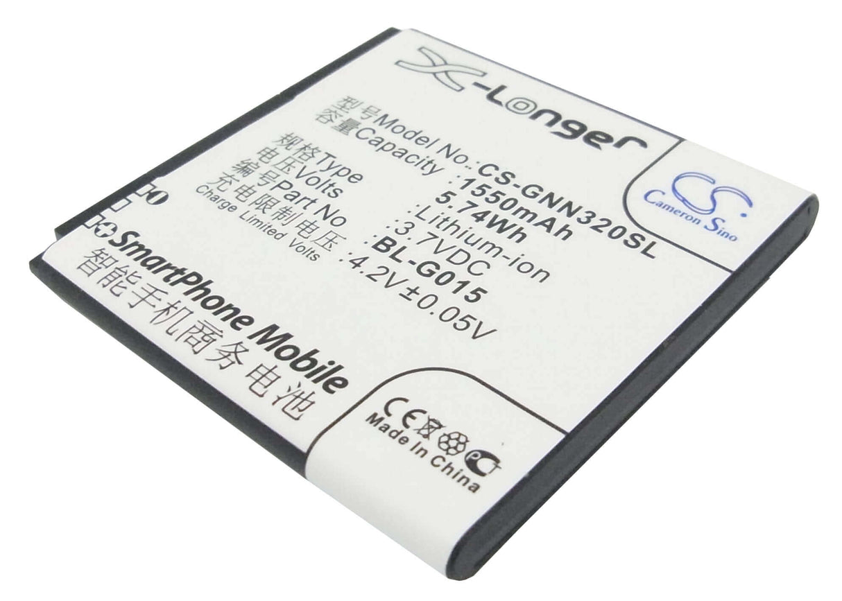 3.7V, Li-ion, 1550mAh, SmartPhone battery fits Gionee, Bl-g015, Gn205, Gn320, 5.74Wh Mobile, SmartPhone Cameron Sino Technology Limited (Smartphone)