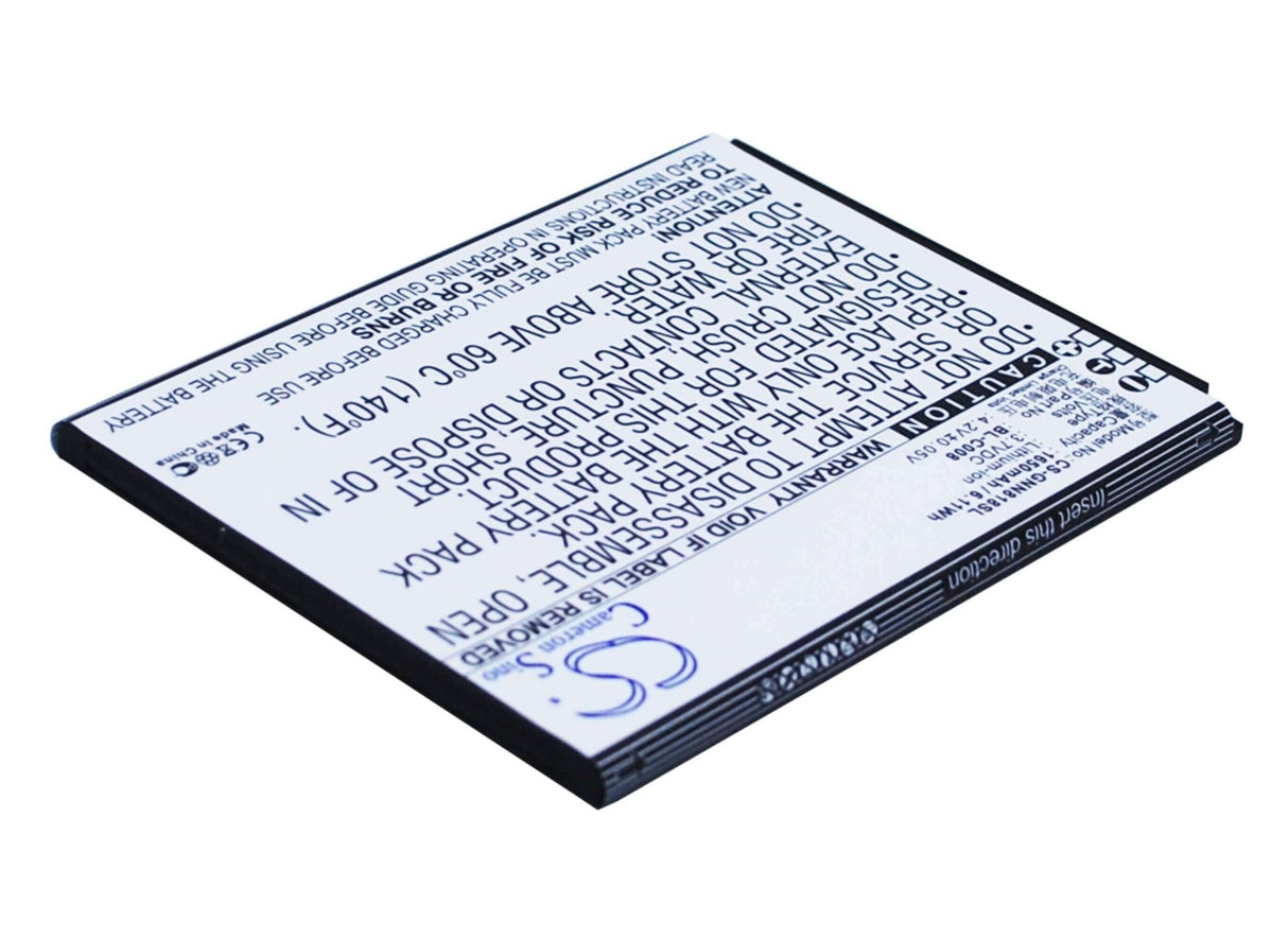 3.7V, Li-ion, 1650mAh, SmartPhone battery fits Gionee, Bl-c008, Gn705t, Gn705w, 6.11Wh Mobile, SmartPhone Cameron Sino Technology Limited (Suspended)