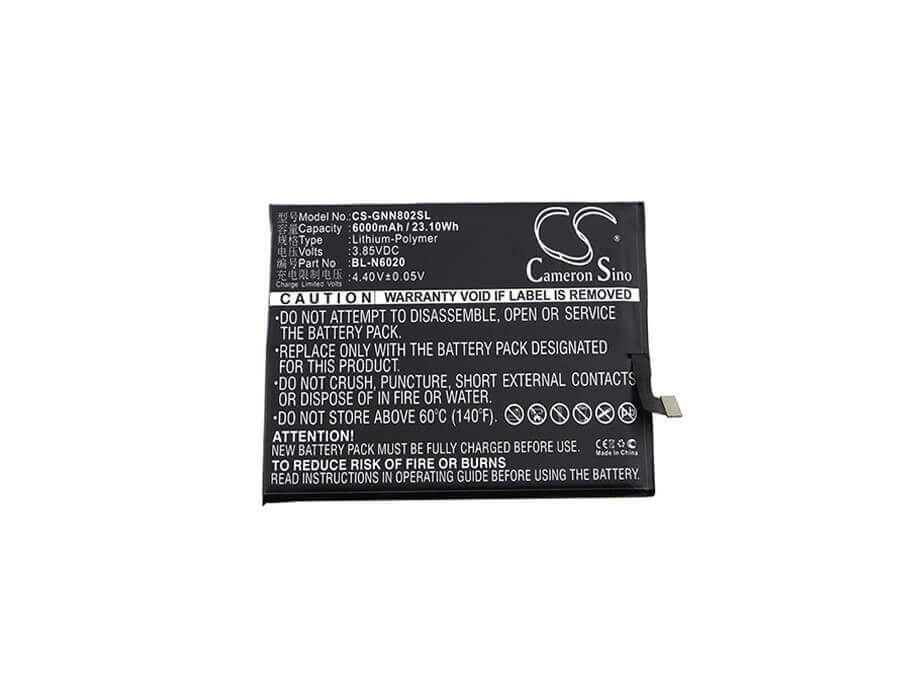 3,85V, Li-Polymer, 6000mAh, batterie de smartphone compatible avec Gionee, Bl-n6020, Gn8002, M6 Plus, 23,1Wh Mobile, SmartPhone Cameron Sino Technology Limited (Suspendu)