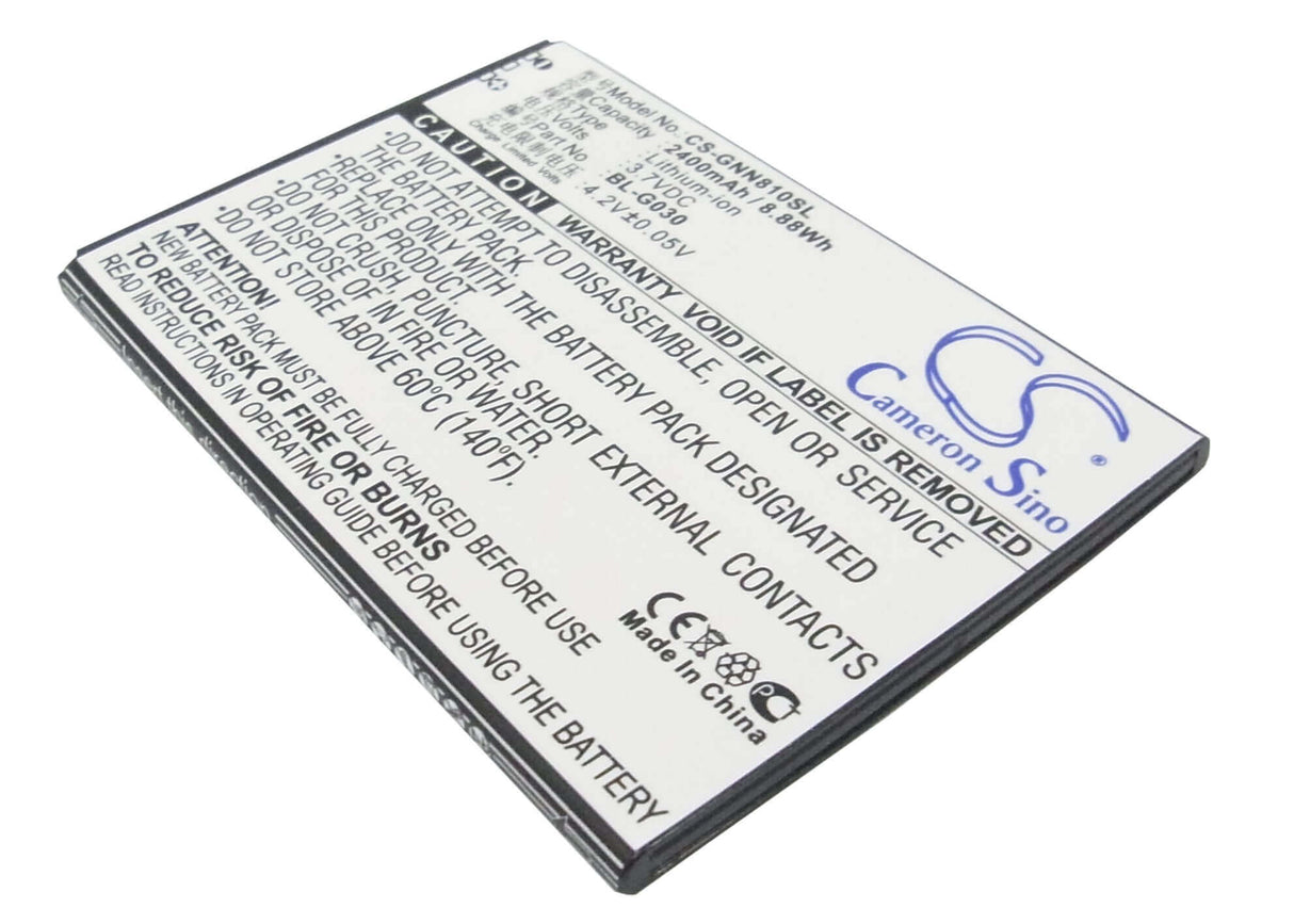 3.7V, Li-ion, 2400mAh, SmartPhone battery fits Gionee, Bl-g030, Gn810, 8.88Wh Mobile, SmartPhone Cameron Sino Technology Limited (Suspended)
