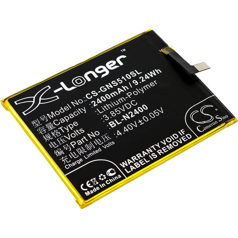 3,85V, Li-Polymer, 2400mAh, batterie de smartphone compatible avec Gionee, Bl-n2400, Gn9007, S5.1 Pro, 9.24Wh Mobile, Smartphone Cameron Sino Technology Limited (Smartphone)