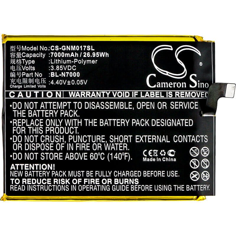 3,85V, Li-Polymère, 7000mAh, Batterie pour smartphone compatible avec Gionee, Bl-n7000, M2017, M2017 Dual Sim, 26,95Wh Mobile, Smartphone Cameron Sino Technology Limited (Smartphone)