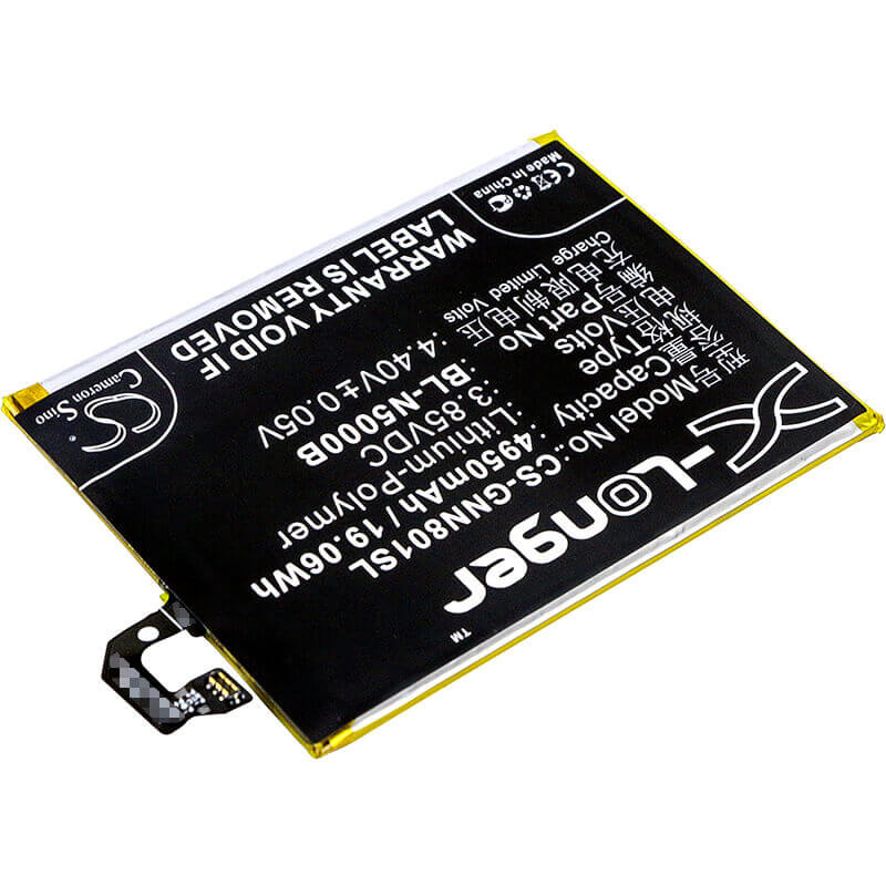 3.85V, Li-Polymer, 4950mAh, SmartPhone battery fits Gionee, Bl-n5000b, Gn8001, Gn8001 Td-lte, 19.06Wh Mobile, SmartPhone Cameron Sino Technology Limited (Suspended)