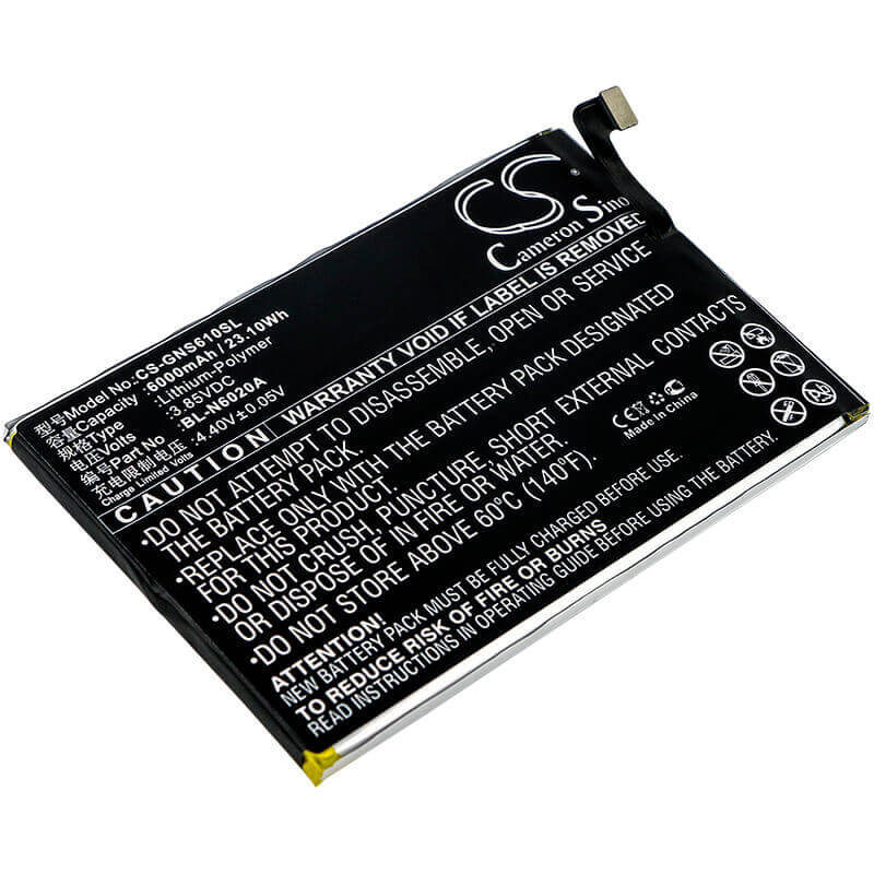 3,85V, Li-Polymer, 6000mAh, batterie de smartphone compatible avec Gionee, Bl-n6020a, M6s Plus, 23,1Wh Mobile, Smartphone Cameron Sino Technology Limited (Smartphone)