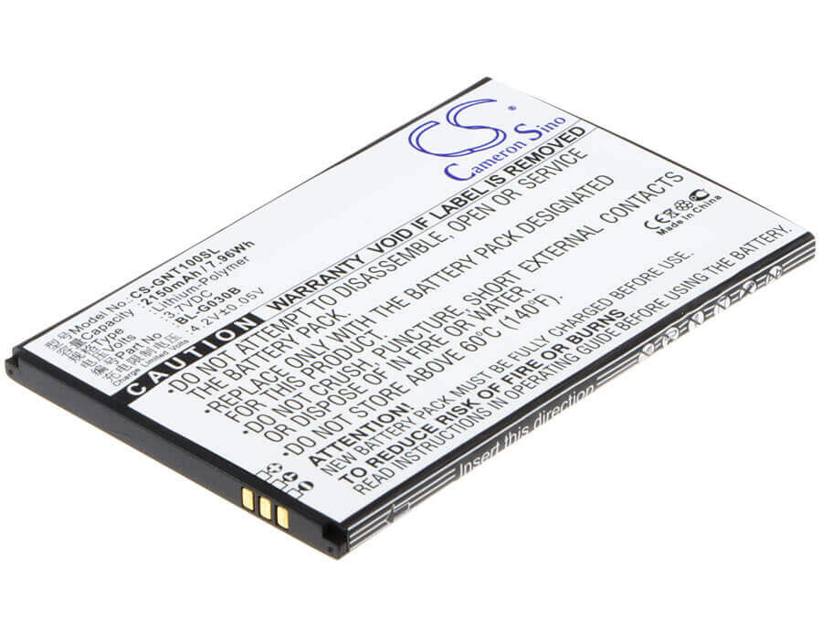 3.7V, Li-Polymer, 2150mAh, SmartPhone battery fits Gionee, Bl-g030b, T1, Tianjian T1, 7.96Wh Mobile, SmartPhone Cameron Sino Technology Limited (Suspended)