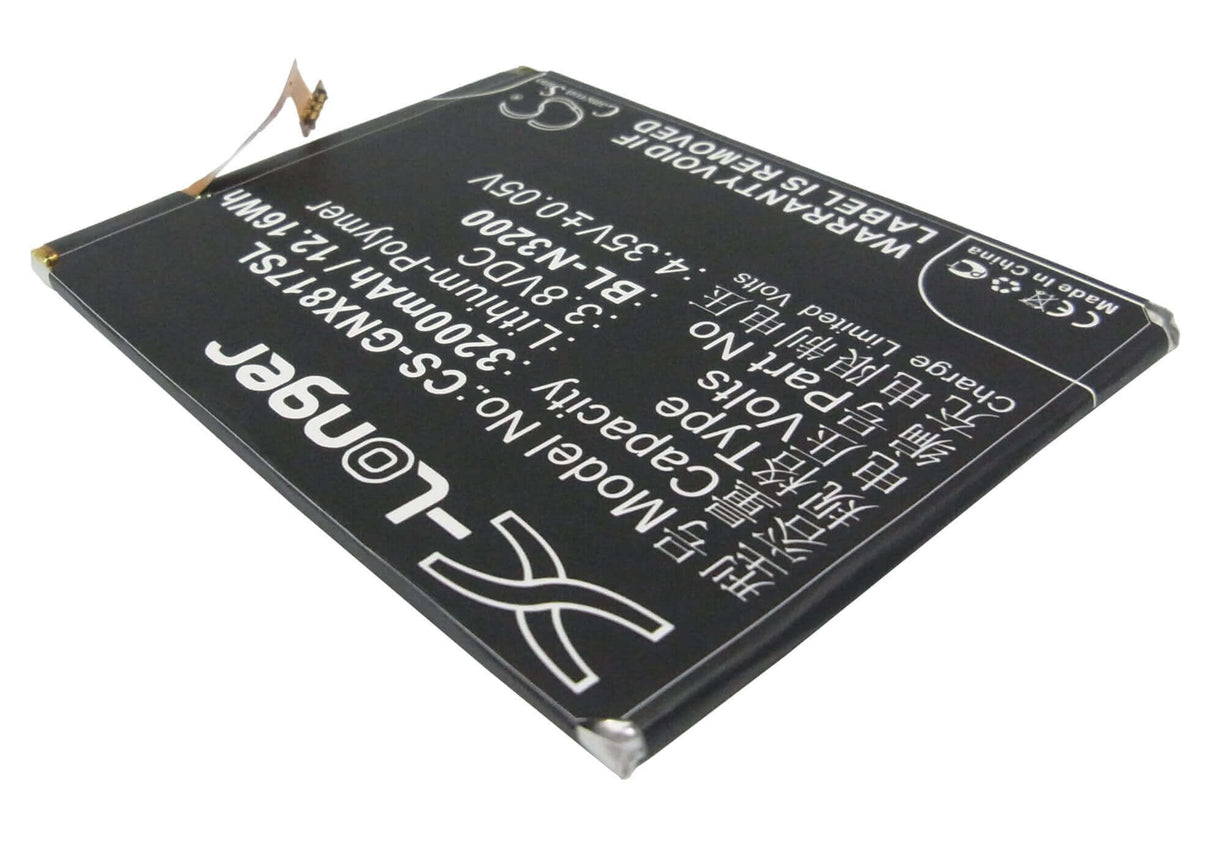 3.8V, Li-Polymer, 3200mAh, SmartPhone battery fits Gionee, Bl-n3200, X817, 12.16Wh Mobile, SmartPhone Cameron Sino Technology Limited (Suspended)