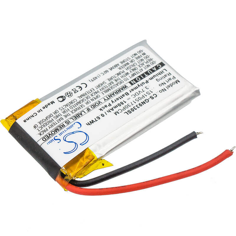3.7V, Li-Polymer, 180mAh, Headset battery fits Gn, 1s1p051730pcm, Gn9330, Netcom 9330, 0.67Wh Wireless Headset Cameron Sino Technology Limited