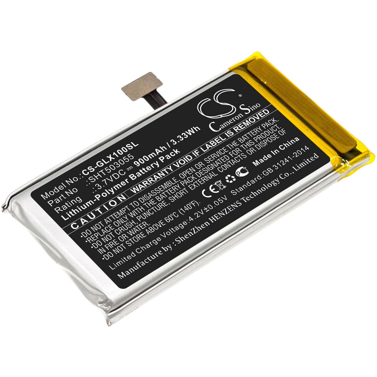 3.7V, Li-Polymer, 900mAh, batterie GPS compatible avec Golf Buddy, Sht503055, Dsc-vtx-100, Vtx, 3.33Wh GPS, Navigator Cameron Sino Technology Limited