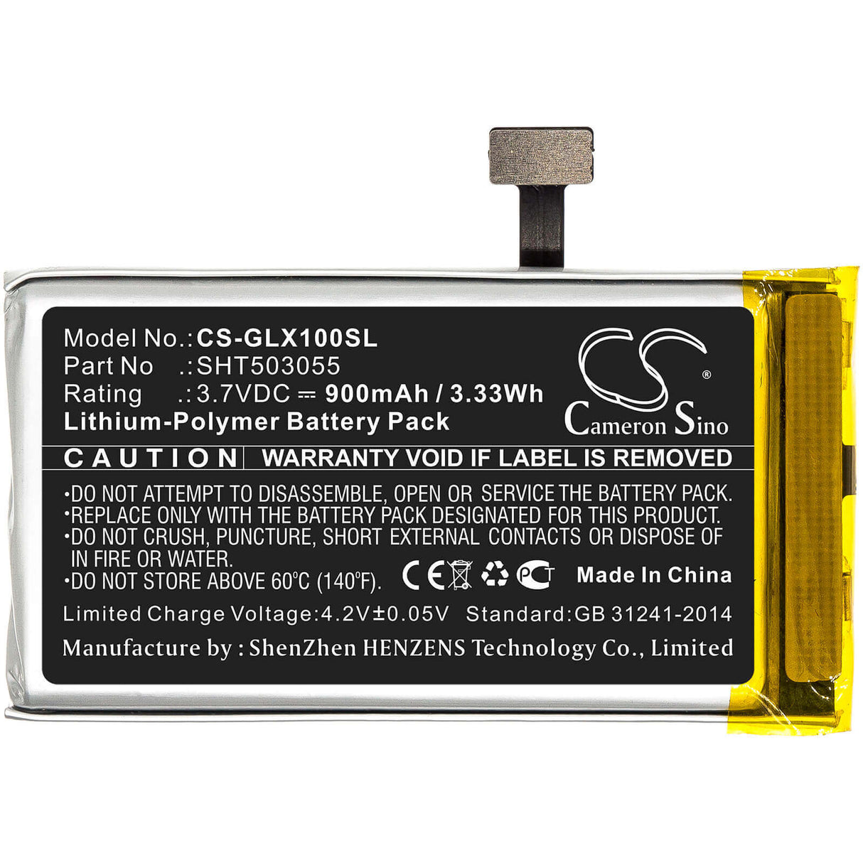 3.7V, Li-Polymer, 900mAh, batterie GPS compatible avec Golf Buddy, Sht503055, Dsc-vtx-100, Vtx, 3.33Wh GPS, Navigator Cameron Sino Technology Limited