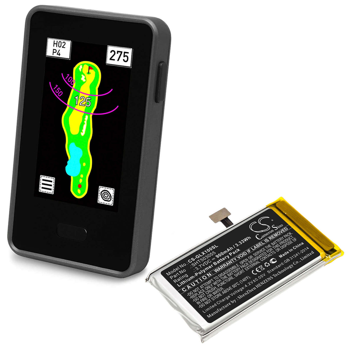 3.7V, Li-Polymer, 900mAh, batterie GPS compatible avec Golf Buddy, Sht503055, Dsc-vtx-100, Vtx, 3.33Wh GPS, Navigator Cameron Sino Technology Limited