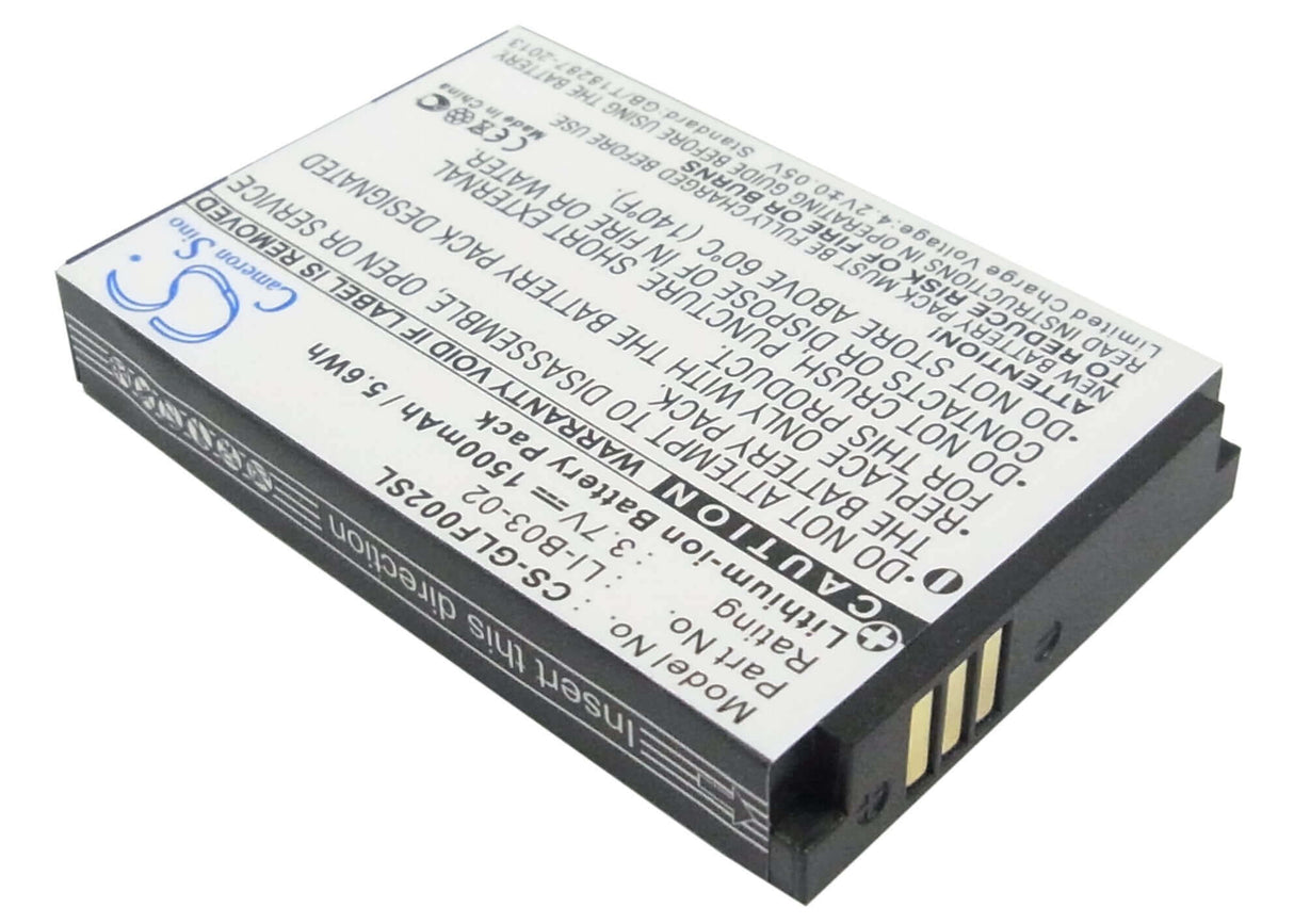 3.7V, Li-ion, 1500mAh, GPS battery fits Golf Buddy, Li-b03-02, Gb3, Platinum, 5.55Wh GPS, Navigator Cameron Sino Technology Limited