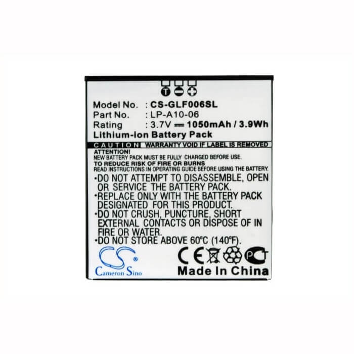 3.7V, Li-ion, 1050mAh, GPS battery fits Golf Buddy, Lp-a10-06, Dsc-gb002, Dsc-gb200, 3.89Wh GPS, Navigator Cameron Sino Technology Limited (Suspended)