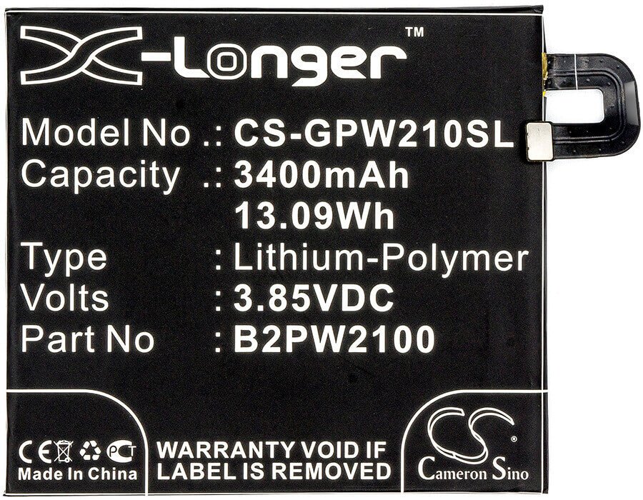 3.85V, Li-Polymer, 3400mAh, SmartPhone battery fits Google, 35h00263-00m, G-2pw2100, G-2pw2100-021-b, 13.09Wh Mobile, SmartPhone Cameron Sino Technology Limited (Smartphone)