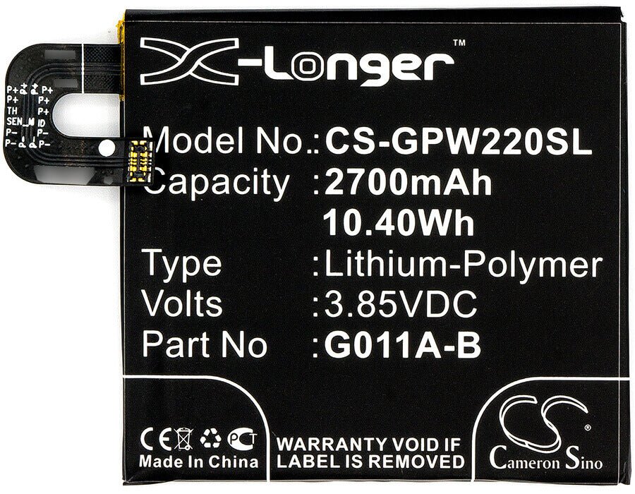 3.85V, Li-Polymer, 2700mAh, SmartPhone battery fits Google, 35h00272-01m, G011a, Pixel 2, 10.4Wh Mobile, SmartPhone Cameron Sino Technology Limited (Smartphone)